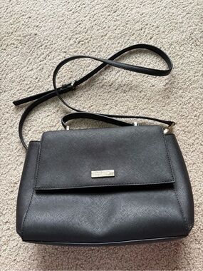 kate spade Black Crossbody Bag with Gold Plaque